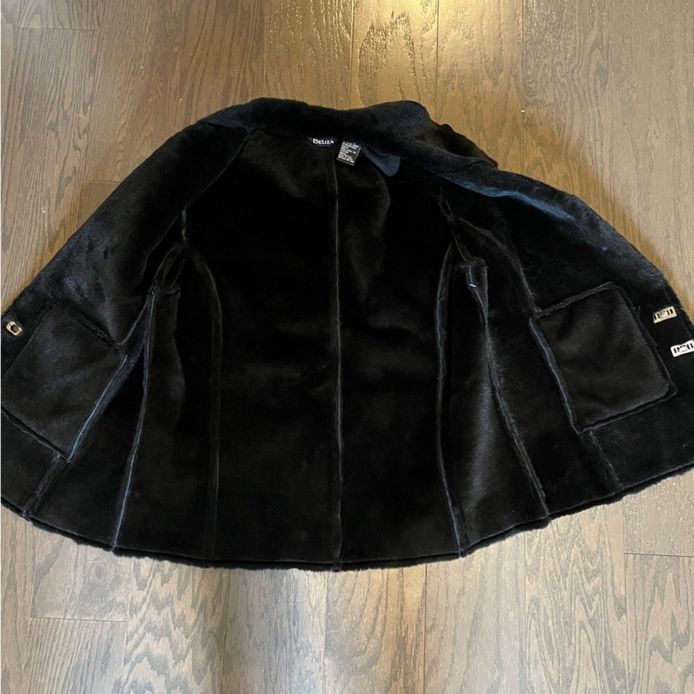 Leather Suede Vest Sz 16 Fur Trim Collar Black NWT Mobwife Biker Winter Glam - Picture 9 of 11